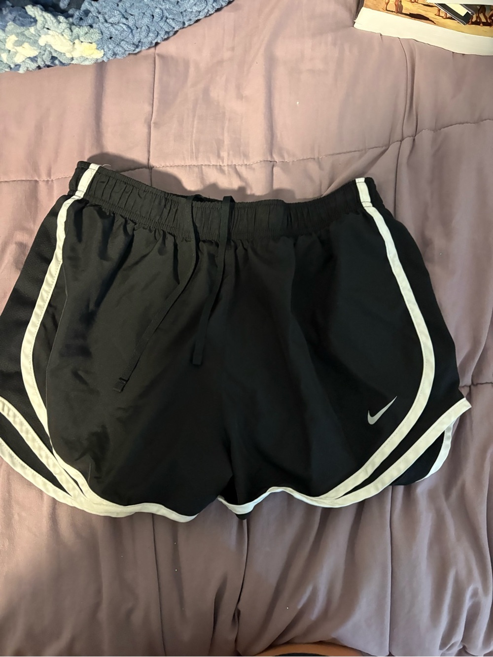 Nike Black Women's Athletic Shorts with White Piping